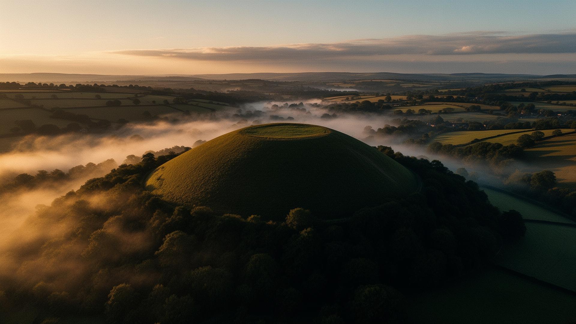 Aerial view at golden hour over Cheshire